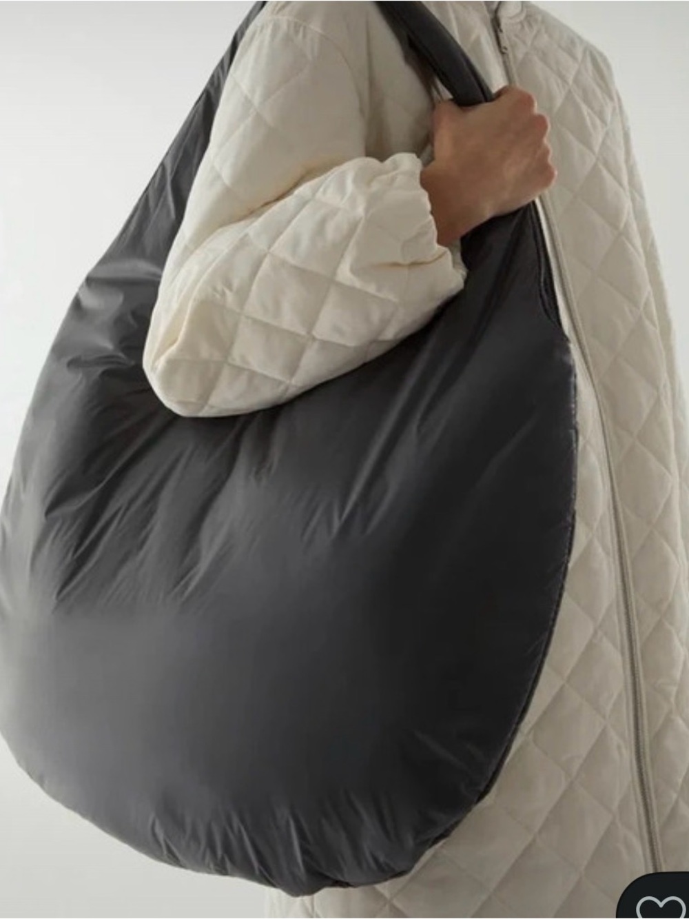 COS Recycled Nylon Padded Shoulder Bag - Charcoal Gray Puffy Shopping Tote